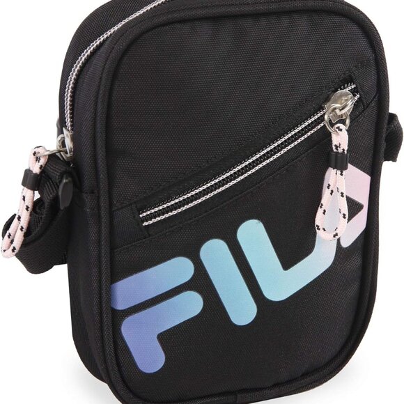 Nylon Shoulder Bag Unisex Black Compact Zipper Closure Spacious Compartments - Picture 1 of 5